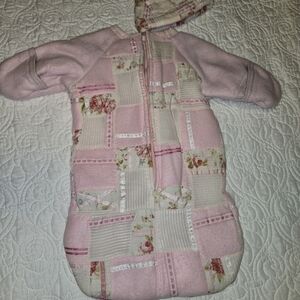 Handmade Quilted Patchwork Fleece Baby Sleep Sack 0-6 Months with Hat Girl Pink